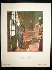 Gazette du Bon Ton by Brissaud 1922 Art Deco Litho. Tete a Tete