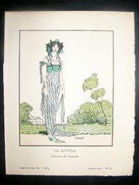 Gazette du Bon Ton by Carlegle 1913 Art Deco Pochoir. La Riviere