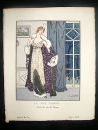 Gazette du Bon Ton by Dammy 1912 Art Deco Pochoir. Le Soir Tombe