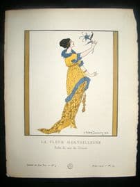 Gazette du Bon Ton by Dammy 1914 Art Deco Pochoir. La Fleur Merveilleuse