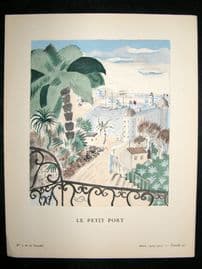 Gazette du Bon Ton by Demachy 1925 Art Deco Pochoir. Le Petit Port