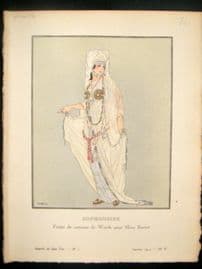 Gazette du Bon Ton by Fabius 1914 Art Deco Pochoir. Sophonisbe