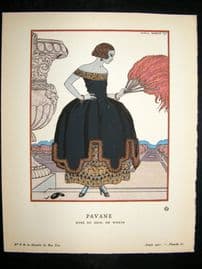 Gazette du Bon Ton by George Barbier 1921 Art Deco Pochoir. Pavane