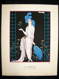 Gazette du Bon Ton by George Barbier 1922 Art Deco Pochoir. La Roseraie