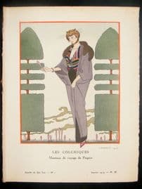 Gazette du Bon Ton by Georges Barbier 1914 Art Deco Pochoir. Les Colchiques