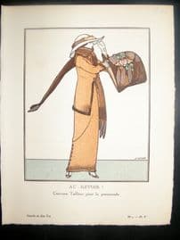 Gazette du Bon Ton by Gose 1912 Art Deco Pochoir. Au Revoir