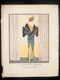 Gazette du Bon Ton by Gose 1913 Art Deco Pochoir. La Comedie est Terminee
