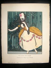 Gazette du Bon Ton by Gose 1913 Art Deco Pochoir. Un Loup en Cage