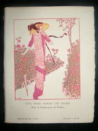 Gazette du Bon Ton by Gose 1913 Art Deco Pochoir. Une Rose Parmi les Roses