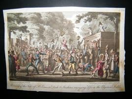 George Cruikshank 1822 Hand Col Caricature. Morning of the Fete of St. Louis