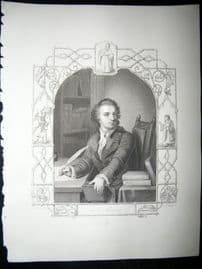 Gotthold Ephraim Lessing 1847 Steel Engraving, Antique Print