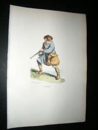 Grandville des Animaux 1842 Hand Col Print. Bird Poacher