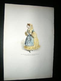 Grandville des Animaux 1842 Hand Col Print.  Cat With Missing Fingers