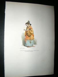 Grandville des Animaux 1842 Hand Col Print. Chinese Cat
