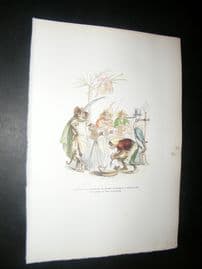 Grandville des Animaux 1842 Hand Col Print. Monkey Torturers