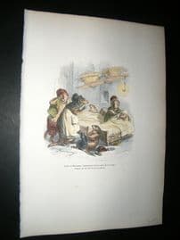 Grandville des Animaux 1842 Hand Col Print. Sleeping Marmots