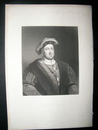 Henry VIII C1870 Steel Engraved Portrait Print.