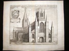 Hollar C1660 Folio Antique Print. Hereford Cathedral Etching