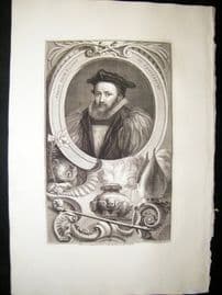 Houbraken C1750 Folio Antique Portrait. George Abbot, Archbishop of Canterbury