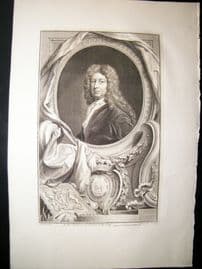 Houbraken C1750 Folio Antique Portrait. Thomas Wharton, Marquiss of Wharton