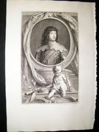 Houbraken C1750 Folio Antique Portrait. William Russell, Duke of Bedford