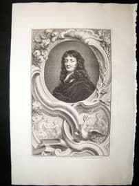 Houbraken C1750 Folio Antique Portrait. William Temple, Baronet