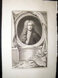 Houbraken C1750 Folio Antique Portrait. William Wyndham, Baronet
