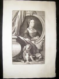 Houbraken C1750 Folio Portrait. Queen Catherine Howard, Henry VIII Wife