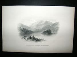 Ireland: 1860 Antique Print. Mac Gillycuddy's Reeks & The Upper Lake