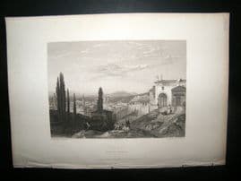 Italy 1838 Antique Print. Verona from the Ramparts