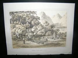 Japan Perry Expedition 1856 Antique Print. Kanaka Village, Bonin Islands