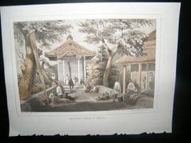 Japan Perry Expedition 1856 Antique Print. Mariners Temple at Simoda