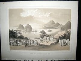 Japan Perry Expedition 1856 Antique Print. Simoda From American Grave Yard