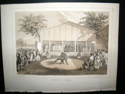 Japan Perry Expedition 1856 Antique Print. Sumo Wrestlers At Yokuhama | Albion Prints