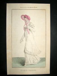 Lady's Magazine 1803 H/Col Regency Fashion Print. Paris Dress 24