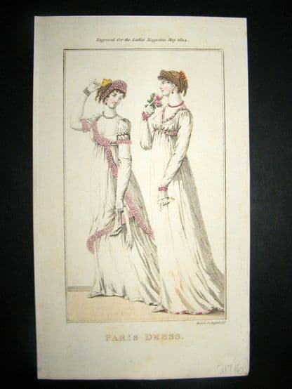 Lady's Magazine 1804 H/Col Regency Fashion Print. Paris Dress 29 | Albion Prints