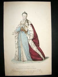 Lady's Magazine C1800 H/Col Fashion Portrait Print. Catherine II, Empress of Russia