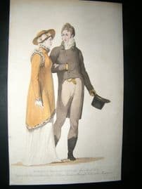 Le Beau Monde 1807 H/Col Regency Fashion Print. Morning Walking Dress