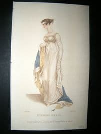 Le Beau Monde C1809 H/Col Regency Fashion Print. Evening Dress