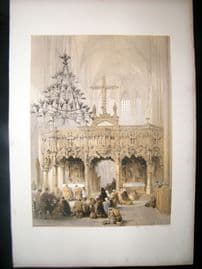 Louis Haghe 1850 LG Antique Print. Screen in the Church of Aersoot, Belgium