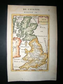 Mallet 1683 Antique Hand Col Map. Isle d'Albion. British Isles, UK