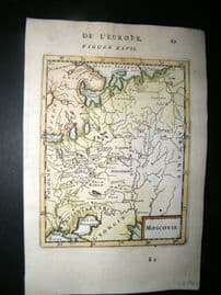 Mallet 1683 Antique Hand Col Map. Moscovie, Russia
