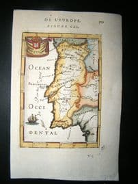 Mallet 1683 Antique Hand Col Map. Portugal