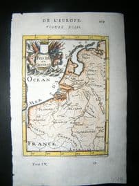 Mallet 1683 Hand Col Map. Pays bas en general. Belgium, Netherlands, Germany