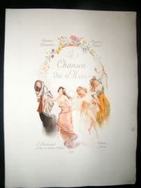 Maurice Leloir & Doucet 1904 Hand Col. Le Chanson des Moir Title Page. Nudes