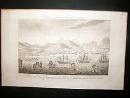 Middleton 1779 Folio Print. Perspective view Roseau, Dominica West Indies Ships