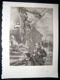 Military 1870 Steel Engraving. Defence of Lathom House