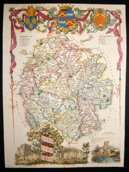Moule C1840 Antique Hand Col Map. Herefordshire | Albion Prints