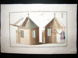 Astronomy Print 1776 Folio. Observation Towers. Hand Colored