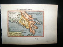 Ortelius C1600 Antique Hand Col Map. Typus Regni Neapolitan. Naples Italy